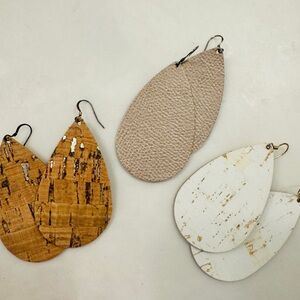 Trio of Teardrop Earrings in Neutral Tones